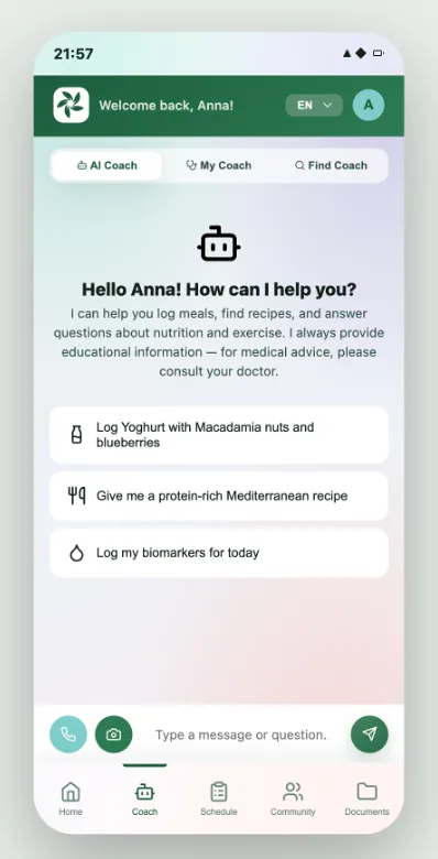 Practitioners & coaches — app screenshot